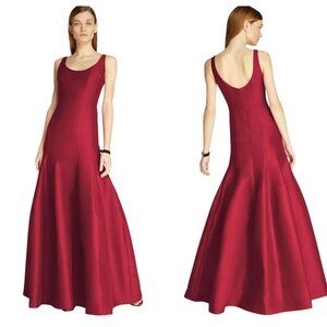 Halston Heritage Red Burgundy Sleeveless Mermaid Fit Flare Prom Red Carpet sz 10
